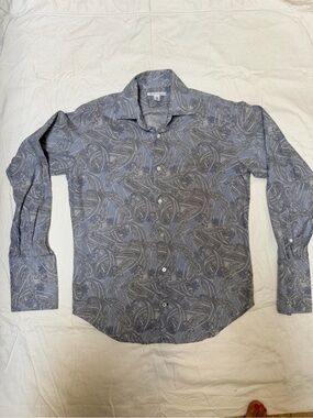 Banana Republic Blue Paisley Long-Sleeve Dress Shirt
